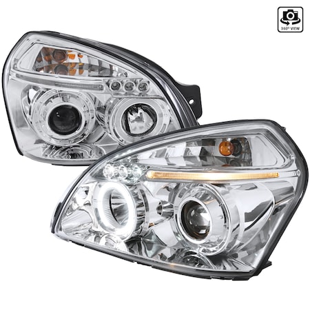 Spec-D Tuning 04-07 Hyundai Tucson Halo LED Projector Chrome 2LHP-TUC04-TM